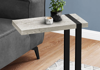 C-Shaped Accent Table with Metal Frame - Black, Gray, or Light Brown