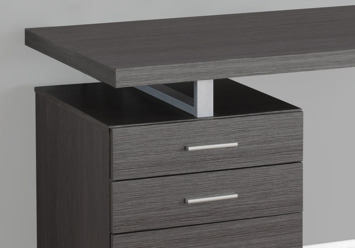 Computer Desk with Reversible Storage Drawers - Gray or Dark Gray