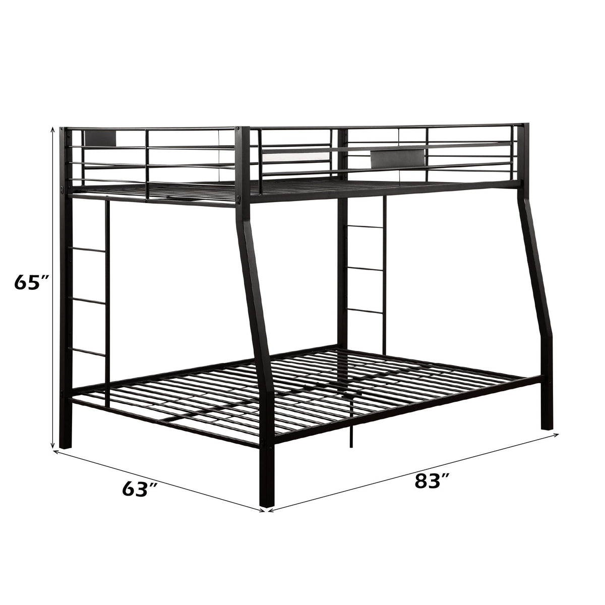 Limbra Spacious Design Double Bunk Bed with Metal Frame - Black or Dark Brown