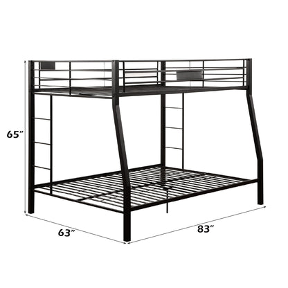 Limbra Spacious Design Double Bunk Bed with Metal Frame - Black or Dark Brown