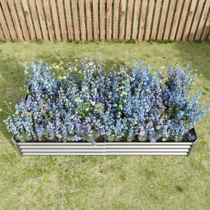 Metal Raised Garden Bed Kit with Anti-Rust Coating - Silver