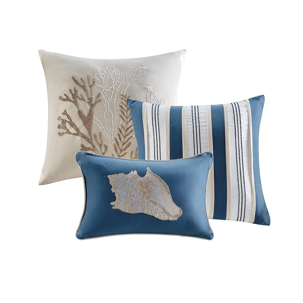 Blue Cotton Sateen Comforter Set with Coordinated Accessories - Cal King