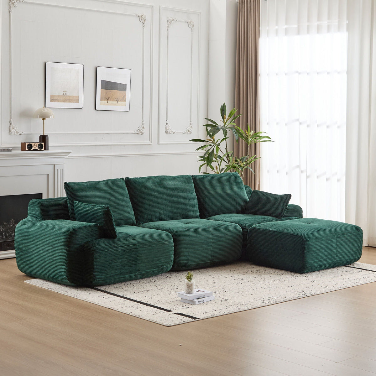 Large Fabric Sectional Sofa with Memory Foam Padding - Multiple Colors
