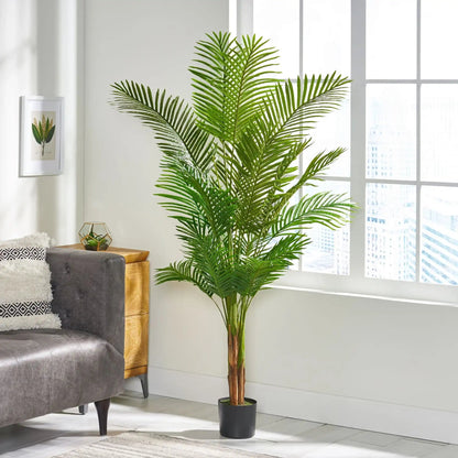 Artificial Palm Tree with Realistic Green Foliage - Green