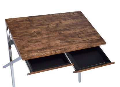Weathered Writing Desk with Chrome Legs - Oak