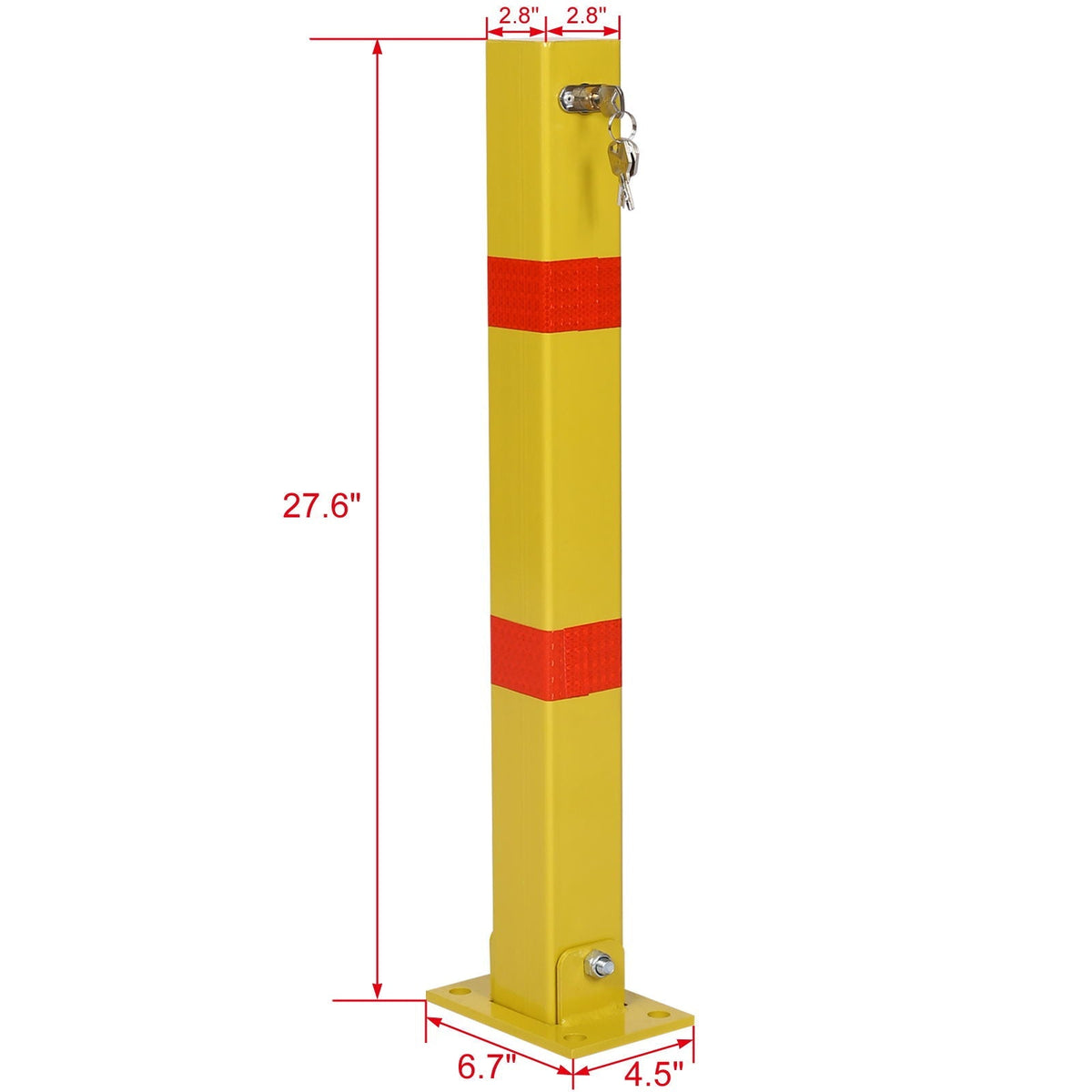 Square Parking Bollard Pole Barrier with Lock - Yellow or Dark Gray