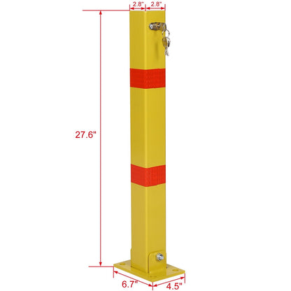 Square Parking Bollard Pole Barrier with Lock - Yellow or Dark Gray