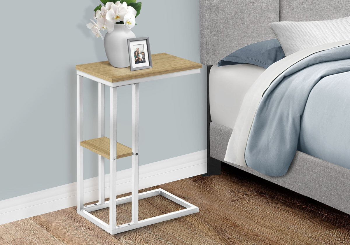 C-Shaped Marble Look Accent Table with Metal Frame - Multiple Colors