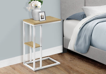C-Shaped Marble Look Accent Table with Metal Frame - Multiple Colors
