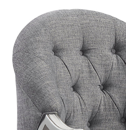 Antique Arm Chair with Tufted Back - Gray and White