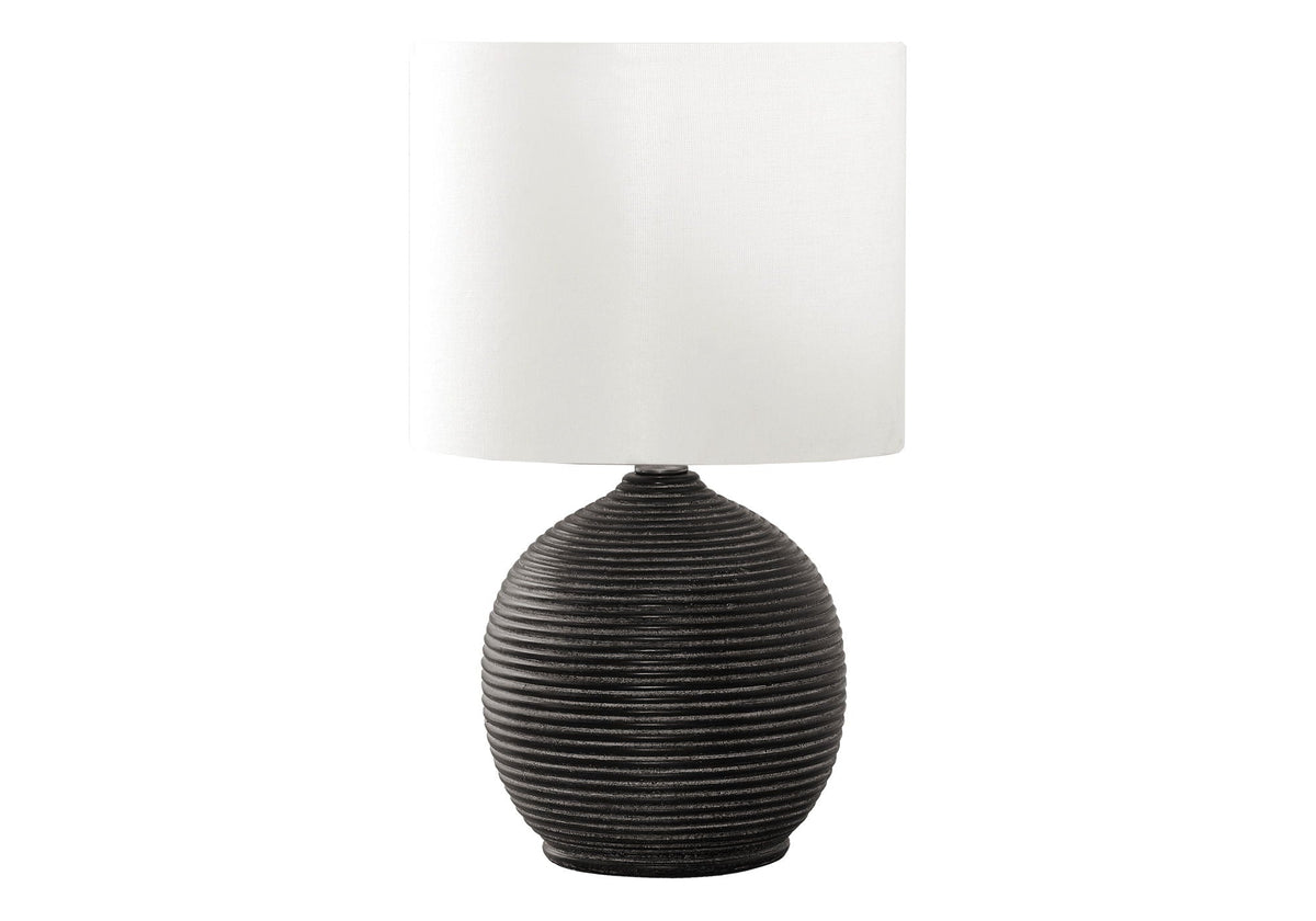 Contemporary Resin Table Lamp with Textured Beehive Base - Black