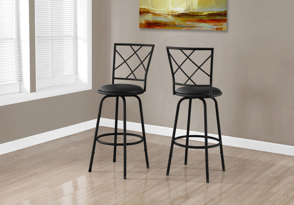 Bar Height Swivel Stool Set of 2 with Full Back - Black