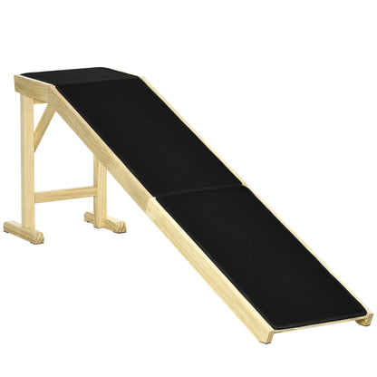 Pine Wood Pet Ramp with Non-Slip Carpet - Dog Ramp for Bed