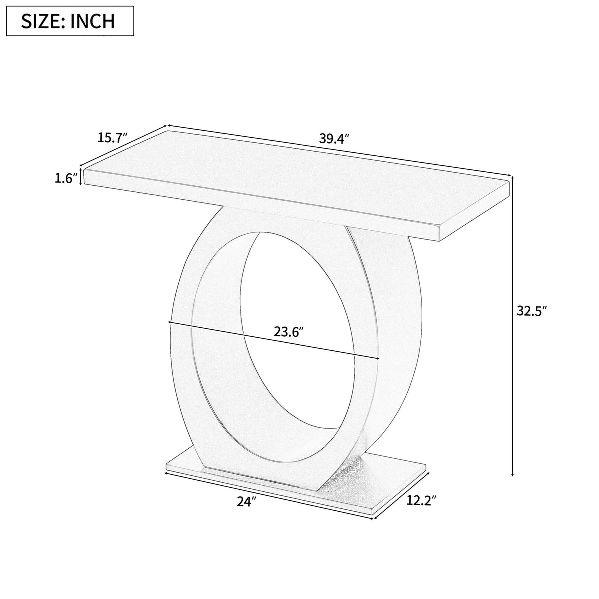 Beige Wood Console Table with Oval Base and Reinforced Bottom Plate