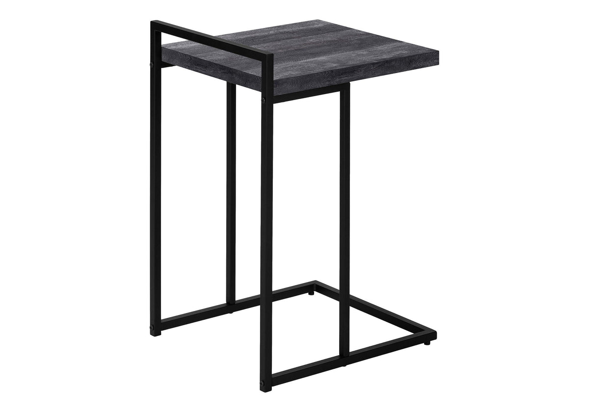 C-Shaped Accent Table with Metal Base - Versatile Wood-Look Top