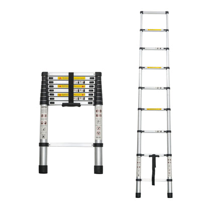 Telescopic Extension Ladder Folding Portable Multi Purpose for Indoor Outdoor Work - Black