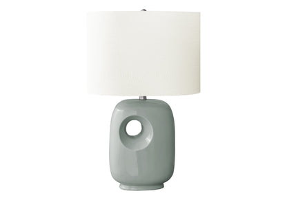 Contemporary Green Ceramic Table Lamp with Ivory Shade - 26"H