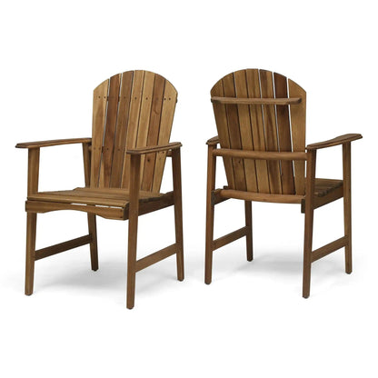 Weather Resistant Acacia Wood Adirondack Dining Chairs Set of 2 - Multiple Colors