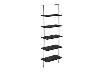 5-Tier Ladder Bookshelf with Marble Look Surface - White or Black