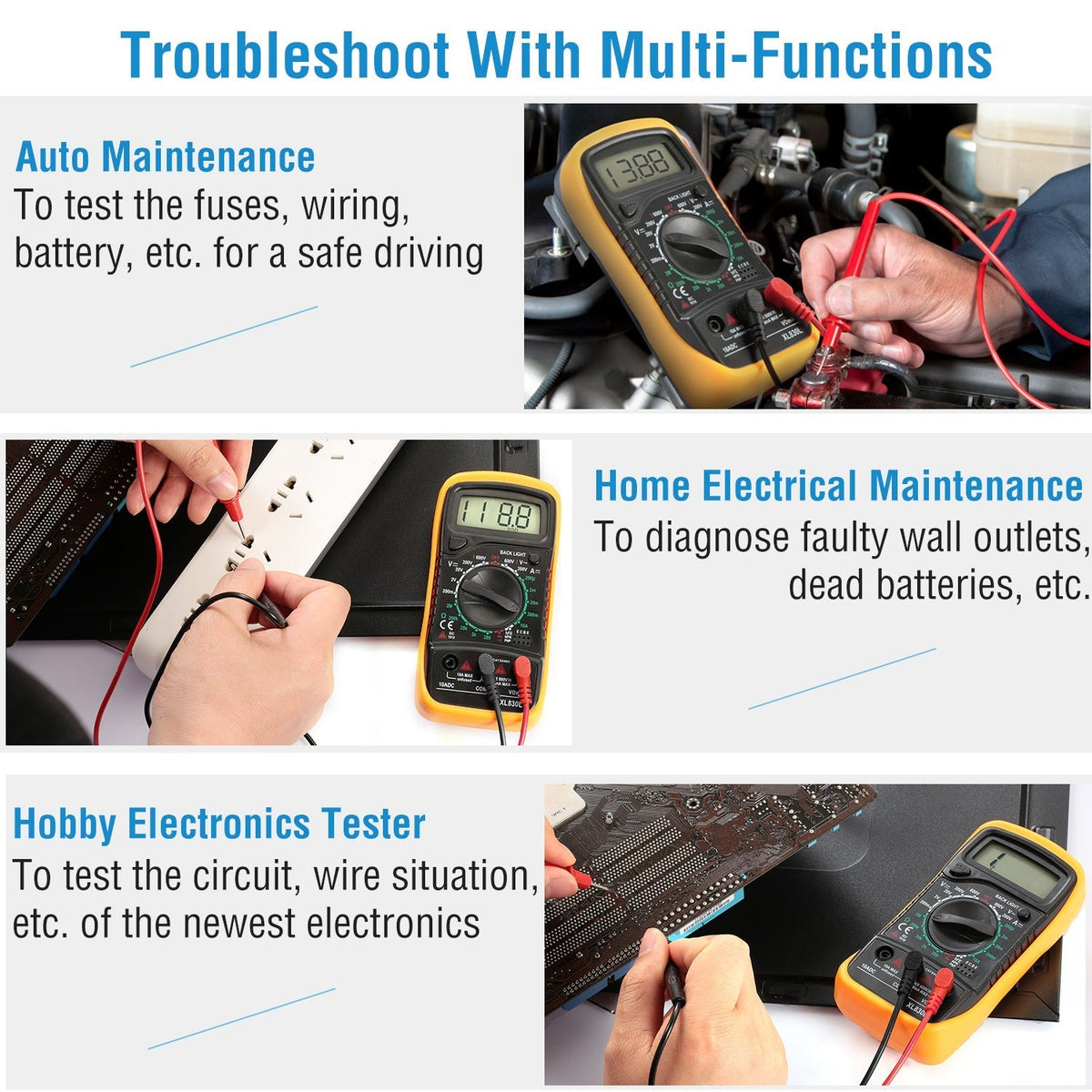LCDÊDigital Multimeter Tester AC/DC Voltage DC Current Circuit Resistance OHM Diode