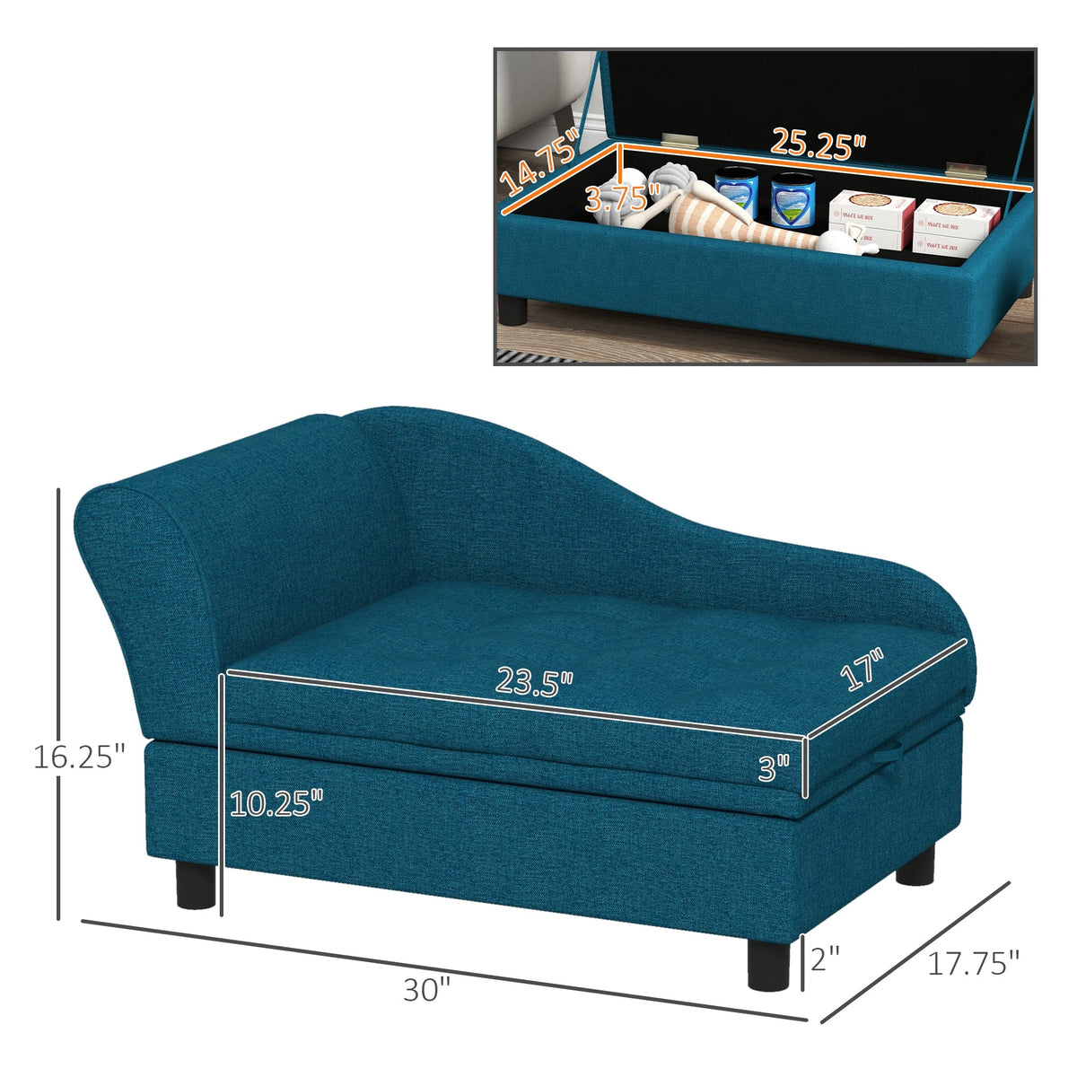 Elevated Pet Sofa Bed with Storage - Small & Medium Dogs