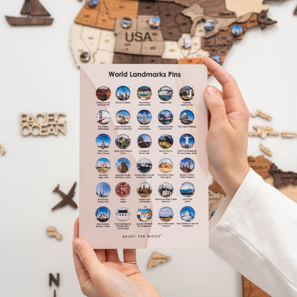 Wooden World Landmarks Pins