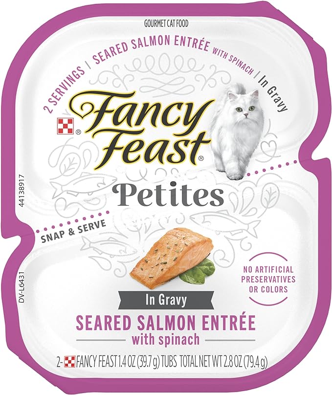 Fancy Feast Petites Seared Salmon with Spinach in Gravy Wet Cat Food (2.8oz)