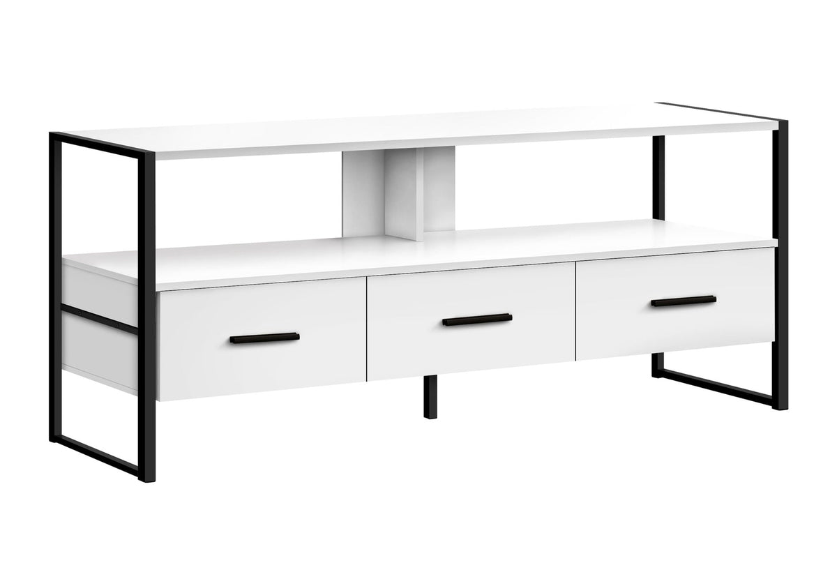 Modern TV Stand Console with Storage Drawers and Metal Frame - Multiple Colors