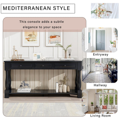 63" Console Table with Drawers and Shelf - Espresso