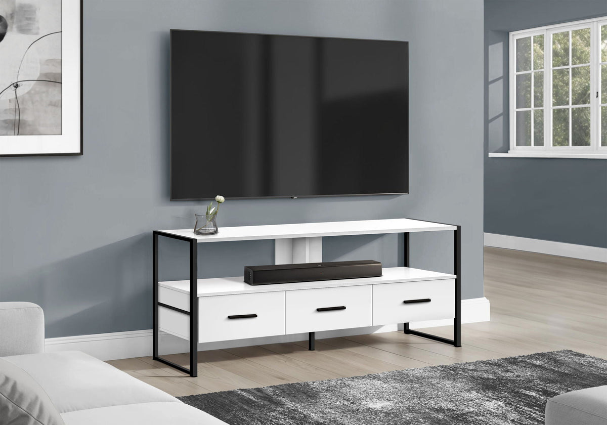 Modern TV Stand Console with Storage Drawers and Metal Frame - Multiple Colors