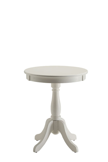 White Wooden Accent Table with Turned Pedestal - Alger