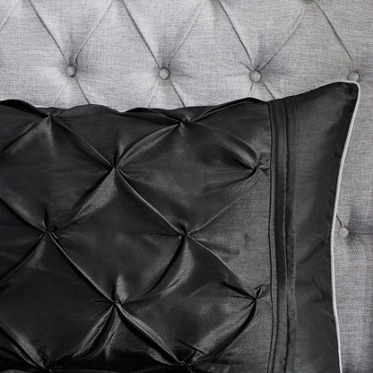 7 Piece Tufted Comforter Set Black Queen