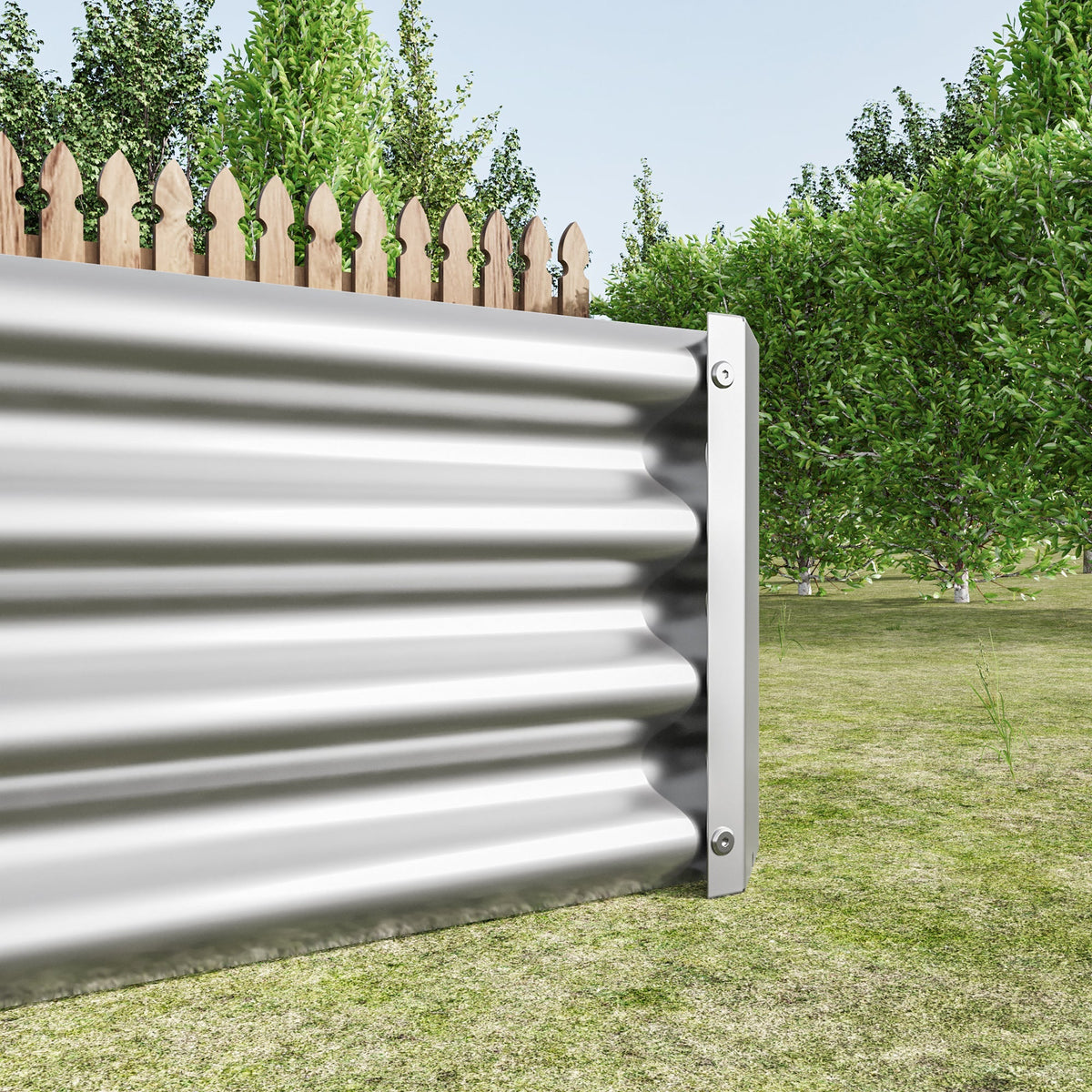 Metal Raised Garden Bed Kit with Anti-Rust Coating - Silver