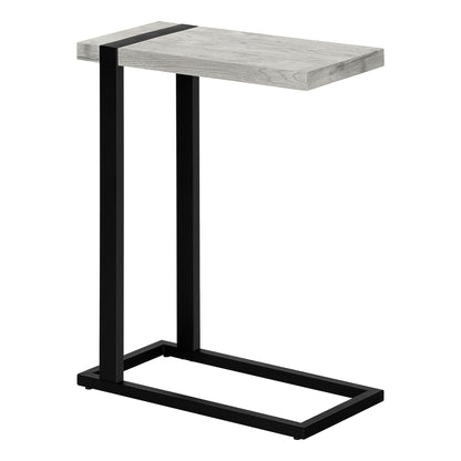 C-Shaped Accent Table with Metal Frame - Black, Gray, or Light Brown