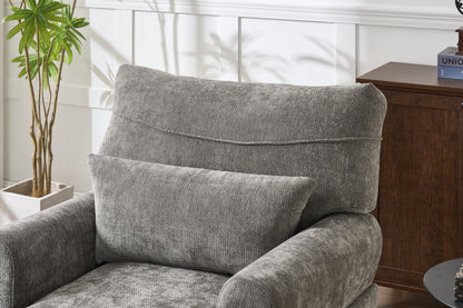 Modern Grey Upholstered Chaise Lounge Sofa Recliner with Solid Wood Frame - Grey