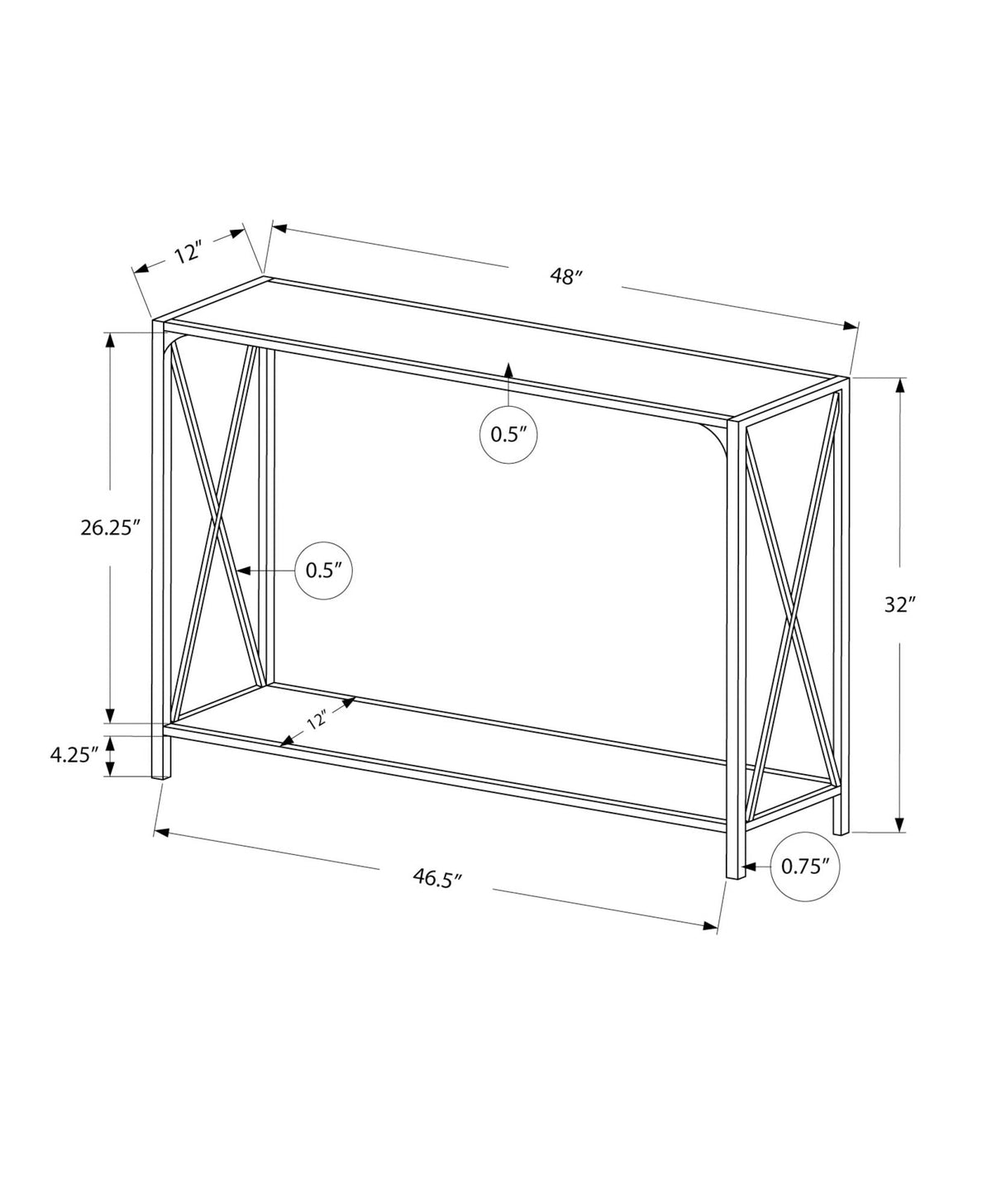 Accent Console Table with Two-Tier Design - Black