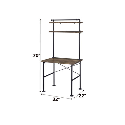 Ensata Rustic Writing Desk with Industrial Metal Frame - Black / Oak