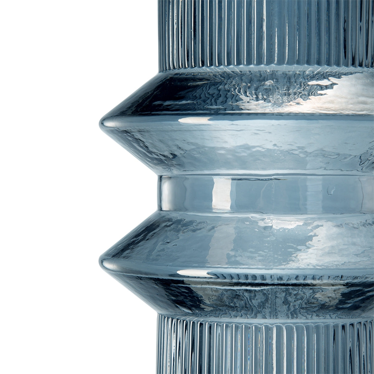 Fluted Accent Vases with Ribbed Design - Clear Blue, Set of 2