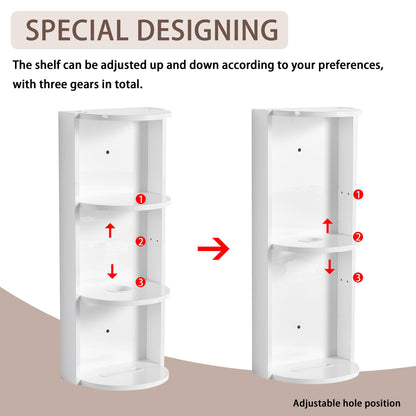 Bathroom Wall Mounted Storage Rack with Floating Design - Light Brown or White