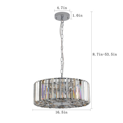 17' Chrome Crystal Pendant Chandelier with Adjustable Height - Transparent