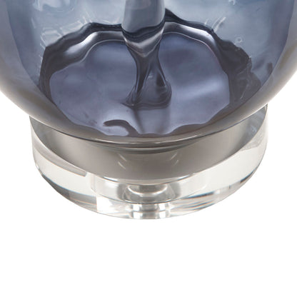 Ombre Glass Table Lamp with Blue Glass Base and Drum Shade