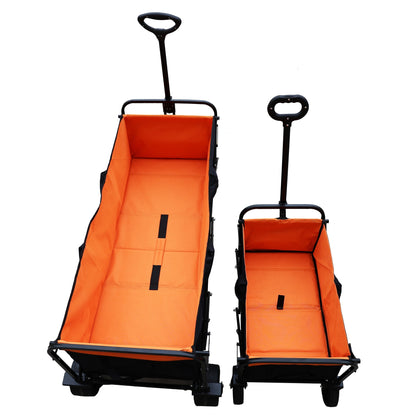 Large Capacity Folding Outdoor Wagon Cart with Extender - Black & Orange