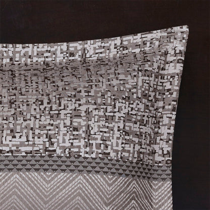 7 Piece Jacquard Comforter Set Grey/Taupe California King