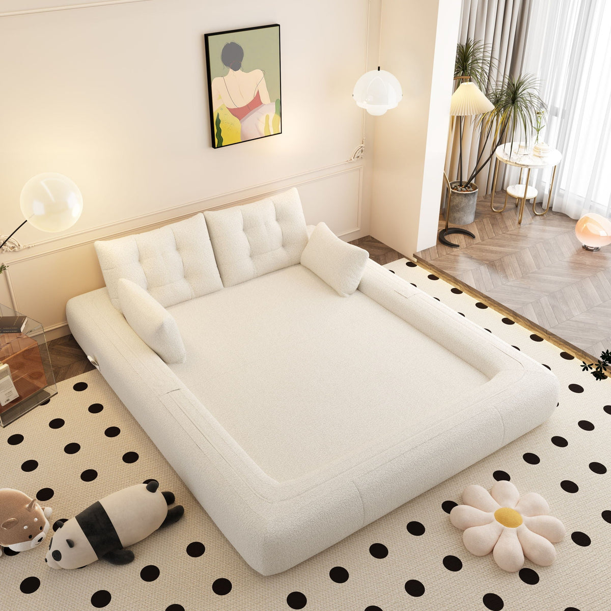 Multifunctional 3-in-1 Foldable Floor Sofa Bed with High-Density Foam - Fabric