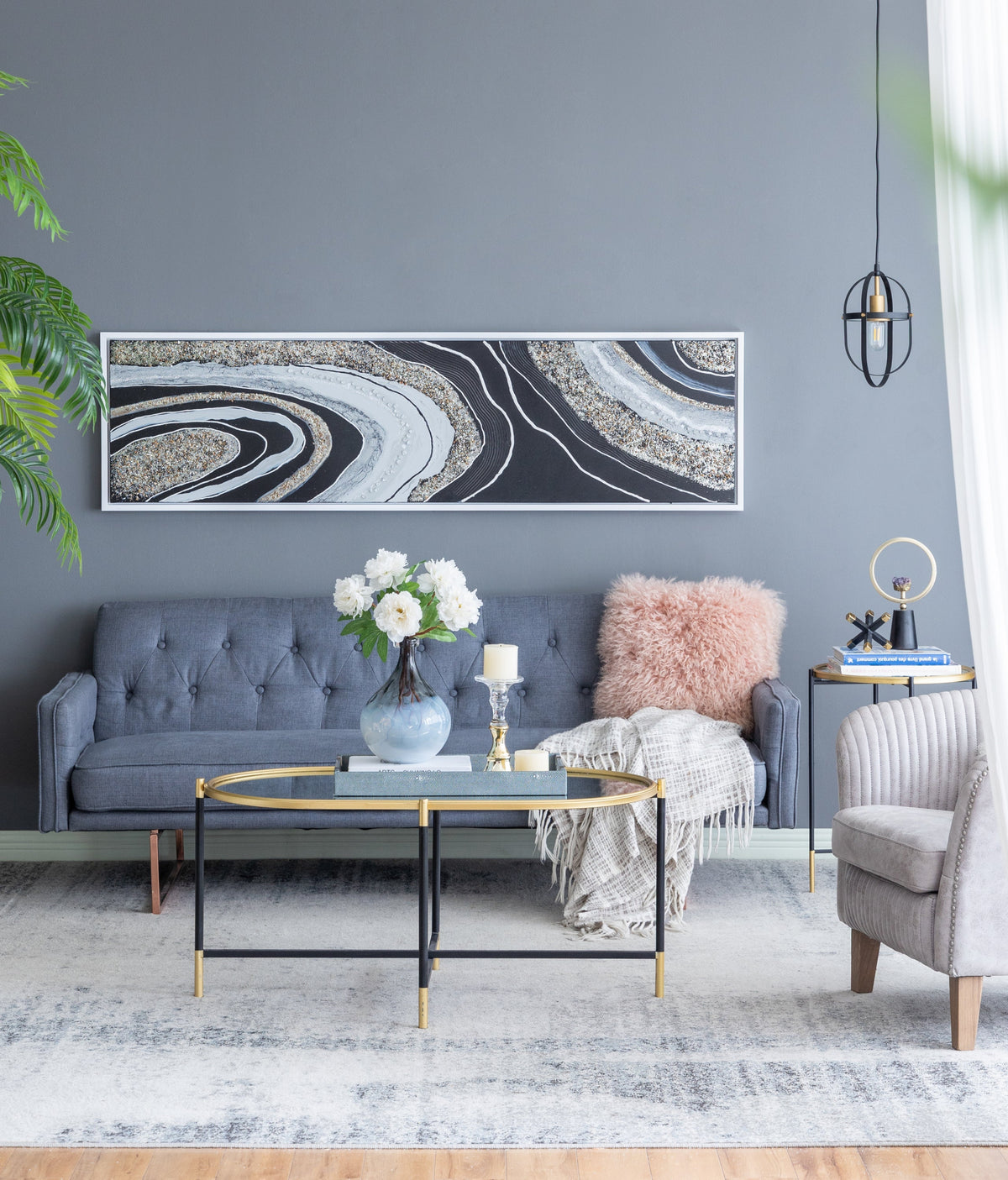 Elongated Rectangle Wall Art with Silver Frame - Multicolor