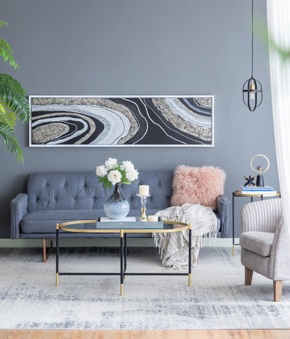 Elongated Rectangle Wall Art with Silver Frame - Multicolor
