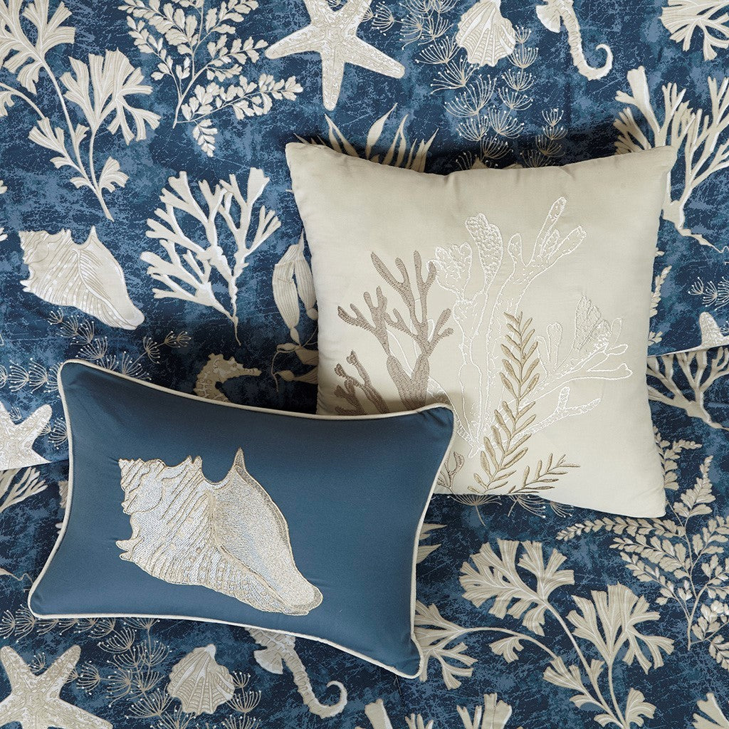 Blue Cotton Sateen Comforter Set with Coordinated Accessories - Cal King