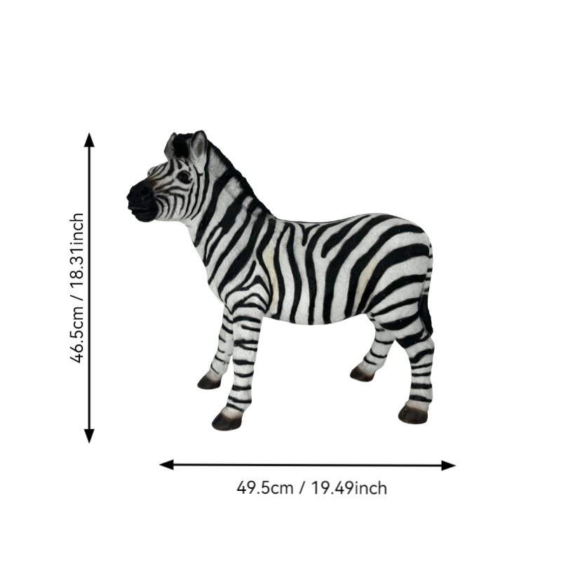 Simulated Zebra Garden Statue with Realistic Design - Black and White