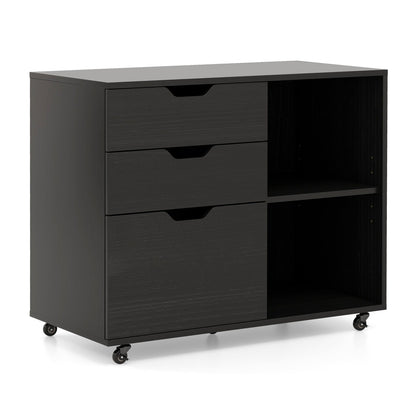3-Drawer File Cabinet with Adjustable Shelf and Wheels for Letter