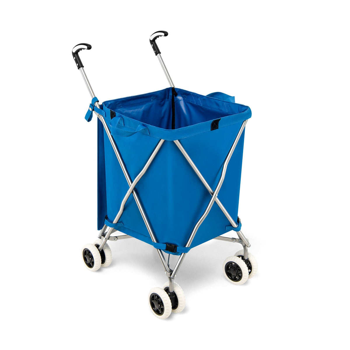 Folding Shopping Utility Cart with Water-Resistant Removable Canvas Bag